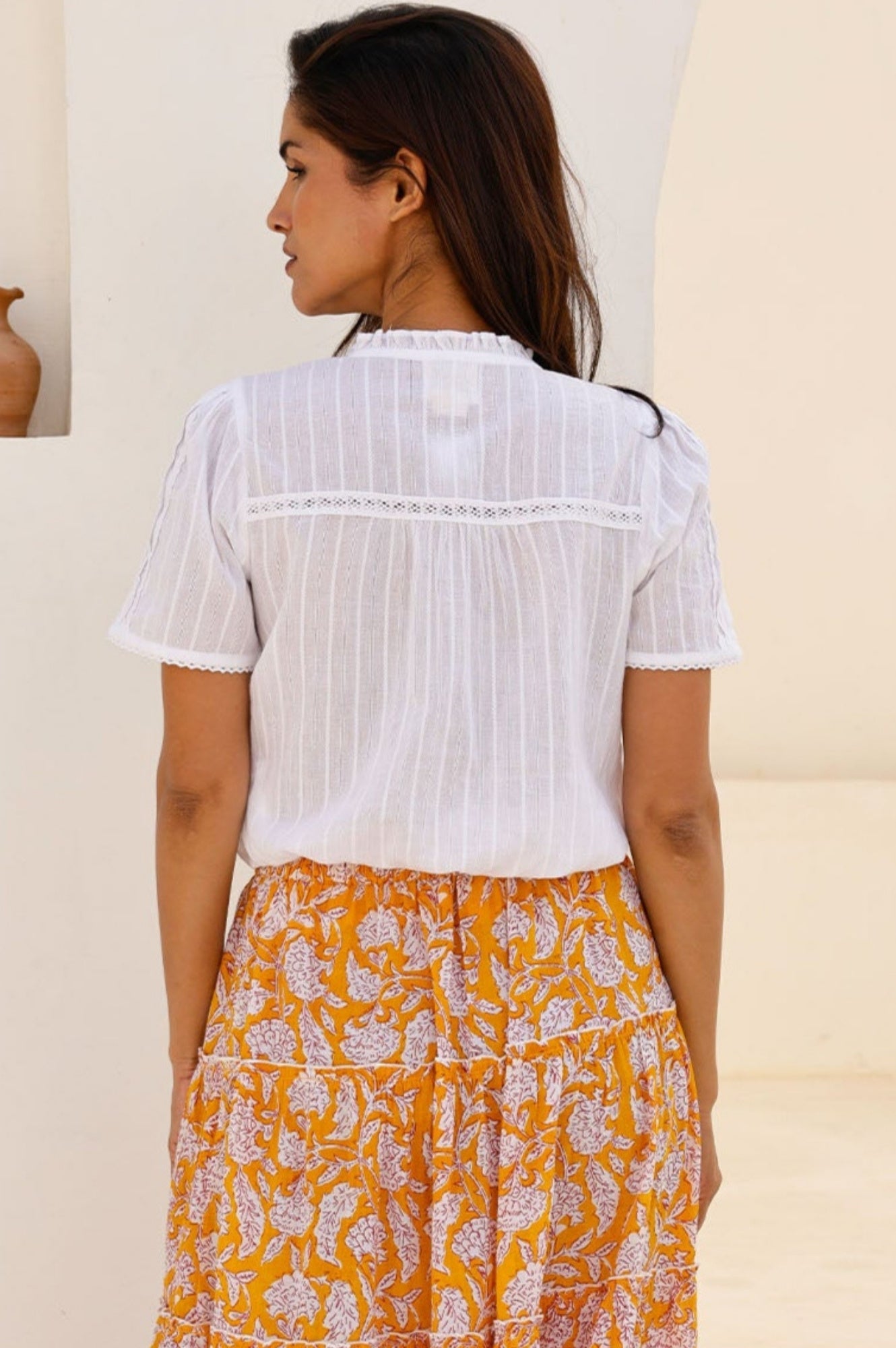 Vienna Short Sleeve Blouse for Women - Stylish White Summer Top | Perfect for Casual Outings, Office Wear & Date Nights