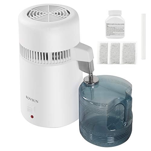 ROVSUN 1.1 Gallon/4L Countertop Water Distiller - BPA-Free Container & Stainless Steel Interior, 750W Pure Water Distillation System for Home, Kitchen, Office - Perfect for Drinking, Cooking, Baby Formula, and Medical Use
