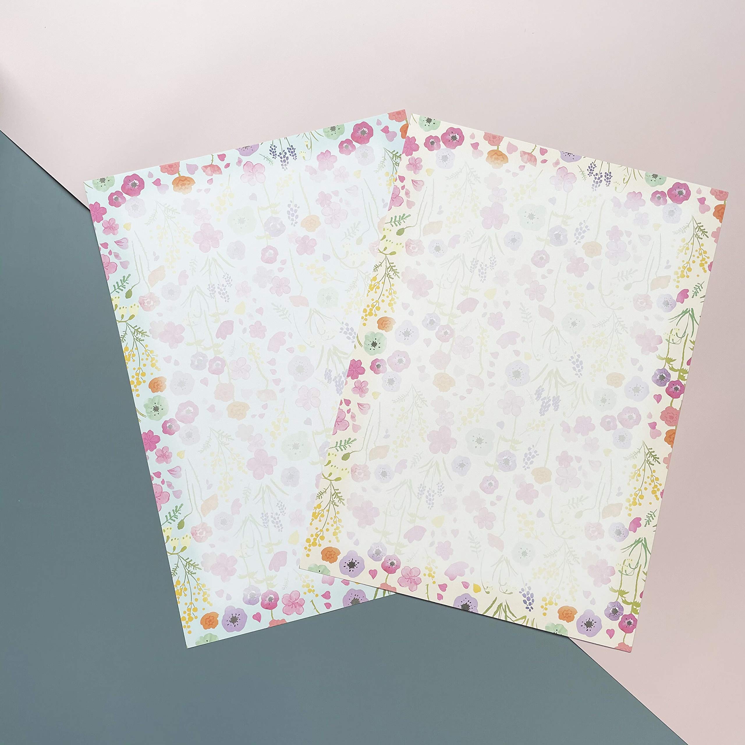 48 Sheets Floral Design Stationery Paper Set - A4 Letter Writing Paper with 4 Unique Styles for Journals, Scrapbooking & Handwritten Notes