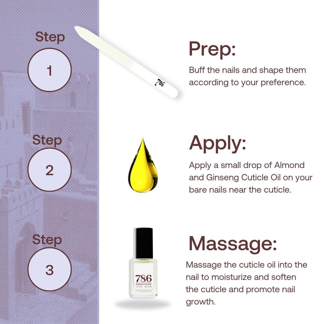 786 Cosmetics Almond & Ginseng Cuticle Oil - Nourishing Nail Treatment for Dry Cuticles | Cuticle Softener & Nail Protection | Perfect for At-Home Manicures & Professional Nail Care