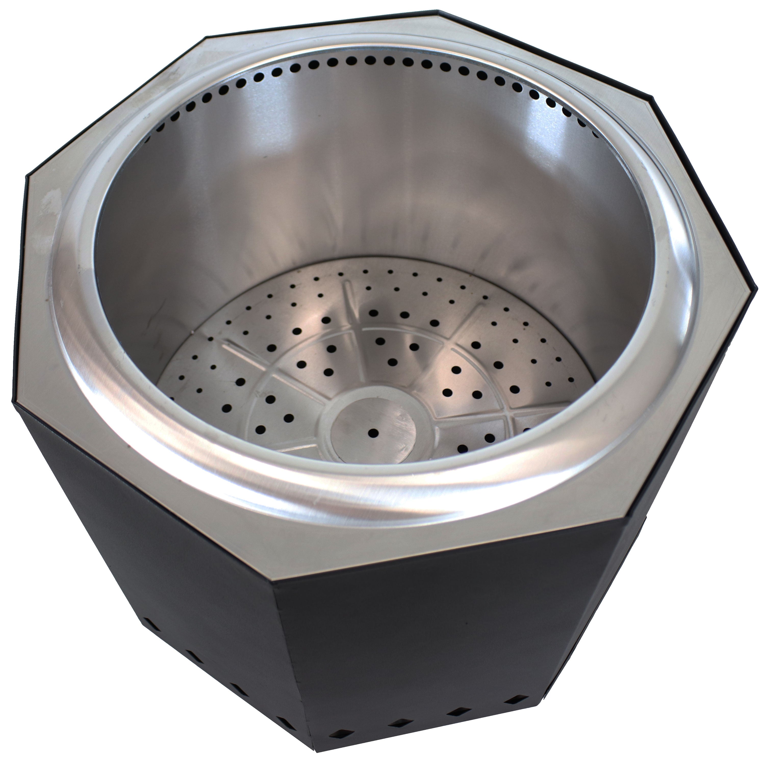 Sunnydaze 21.5 Inch Octagon Wood Burning Stainless Steel Smokeless Fire Pit - Outdoor Backyard, Camping, Patio, Garden Fireplace for Warm Gatherings