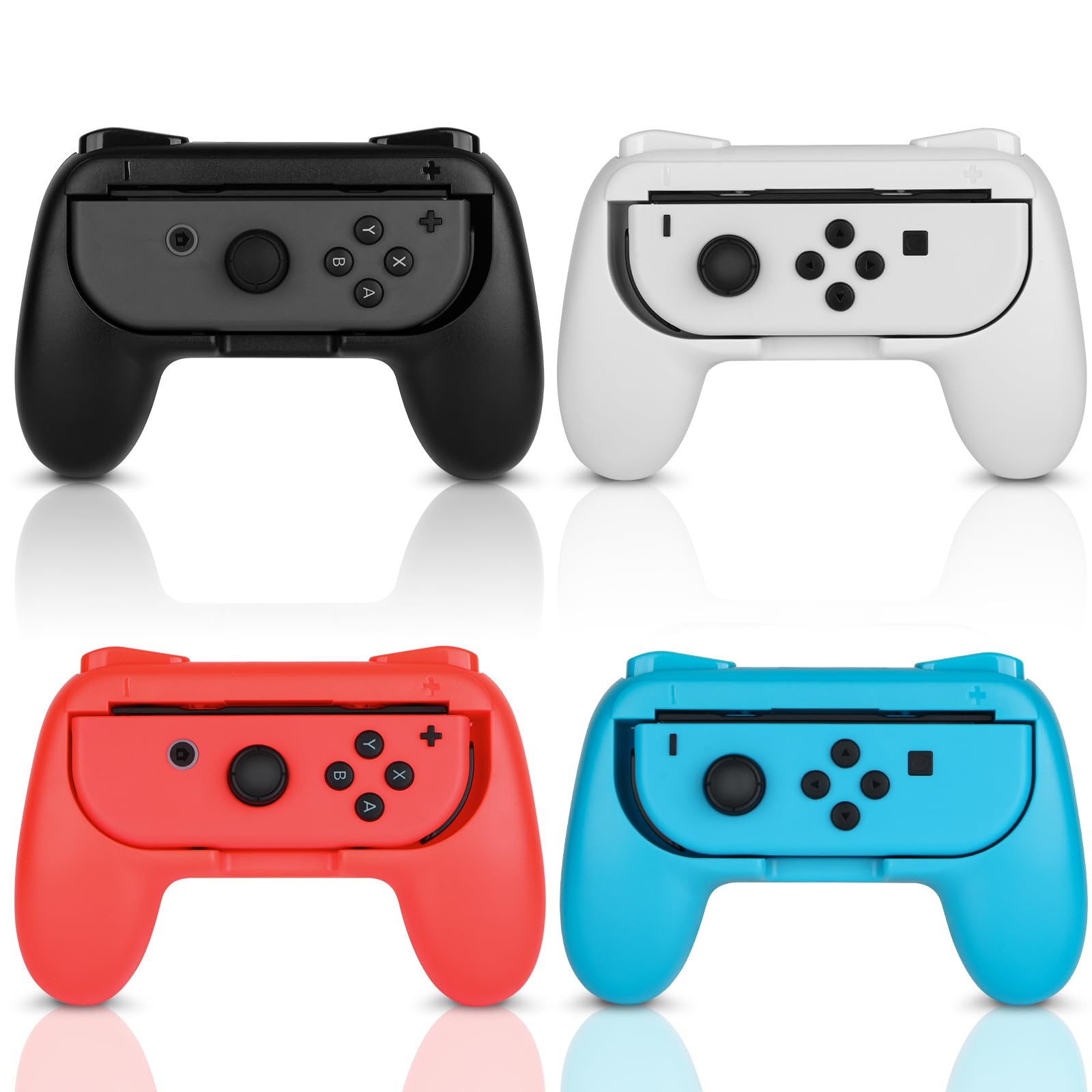 JoyHood Ergonomic Hand Grips for Nintendo Switch & Switch OLED - 4 Pack Comfortable Controller Handles for Joy-Con - Perfect for Gaming, Travel & Long Play Sessions