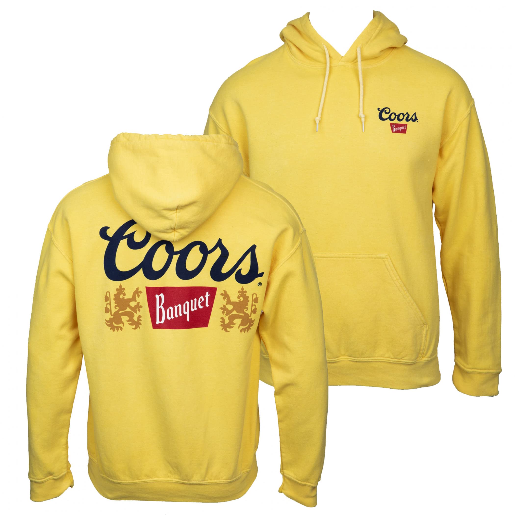 Coors Banquet Beer Hoodie - Front & Back Print Gold Pullover Sweatshirt for Men & Women - Perfect for Casual Wear, Sports Events, and Outdoor Activities