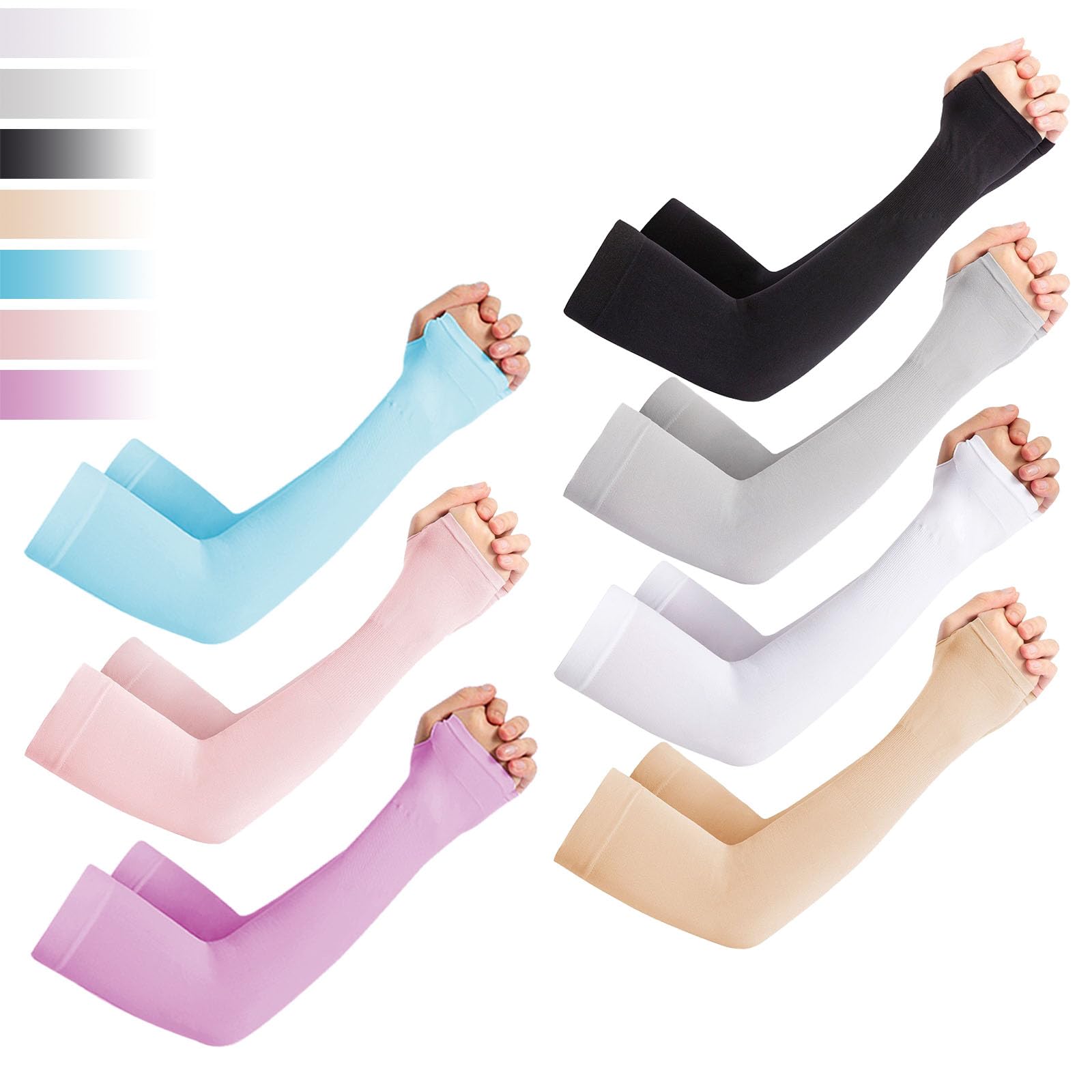7 Pairs Cooling Arm Sleeves for Women & Men - UV Sun Protection Arm Covers for Outdoor Sports, Running, Cycling & Gardening - Breathable & UPF 50+ Sun Sleeves