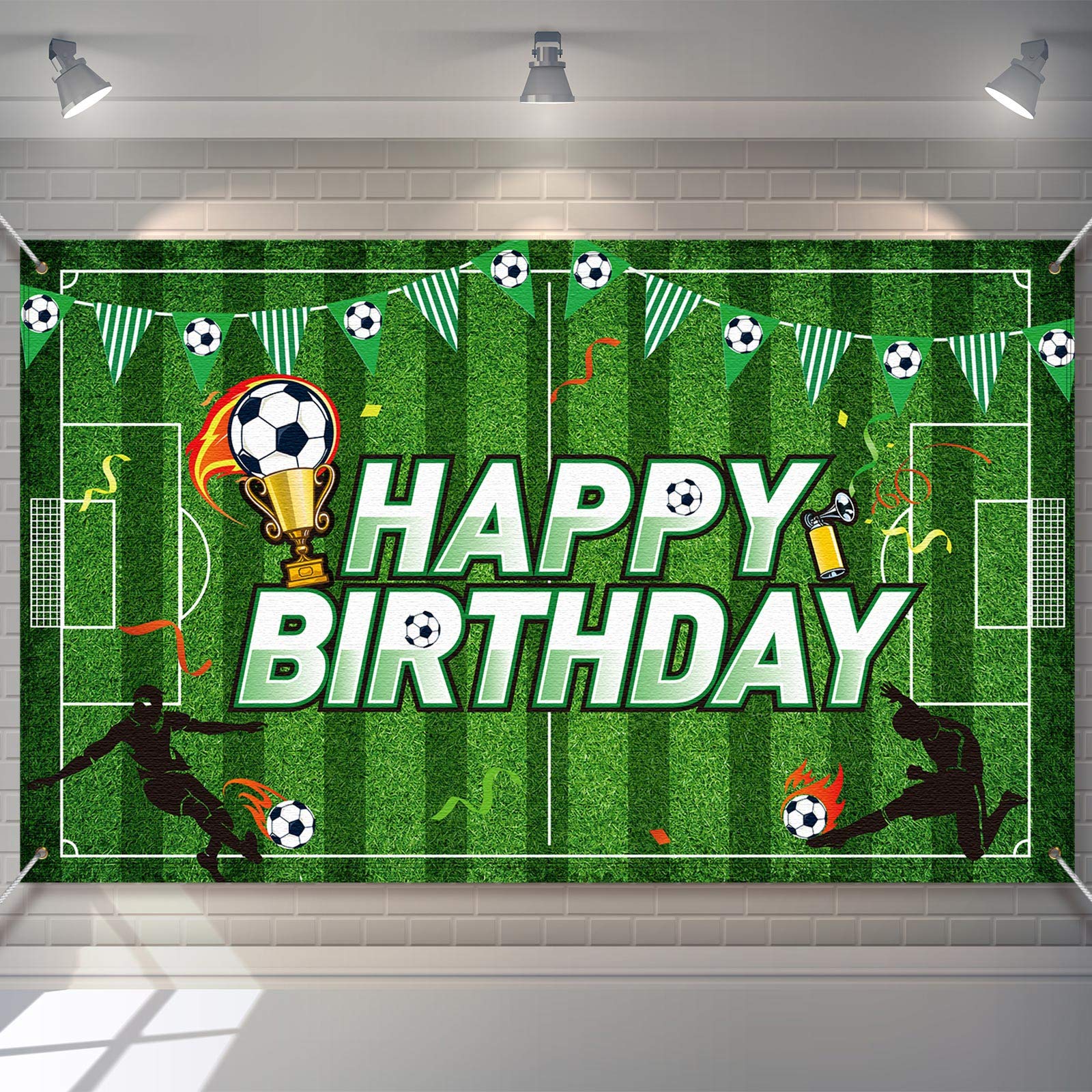5.9x3.6ft Soccer Birthday Party Backdrop - Football Field Photo Background for Soccer Theme Decorations, Cake Table & Photo Booth Props | Perfect for Kids Birthday Parties, Sports Celebrations & Team Events