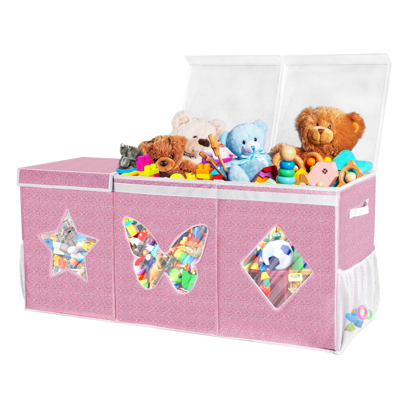 Extra Large Collapsible Toy Storage Box with Lid - Sturdy Kids Toy Organizer Chest for Boys & Girls, Nursery, Playroom, Bedroom, Closet (40x14x17 Inches) - Perfect for Organizing Stuffed Animals, Legos & Kids Toys