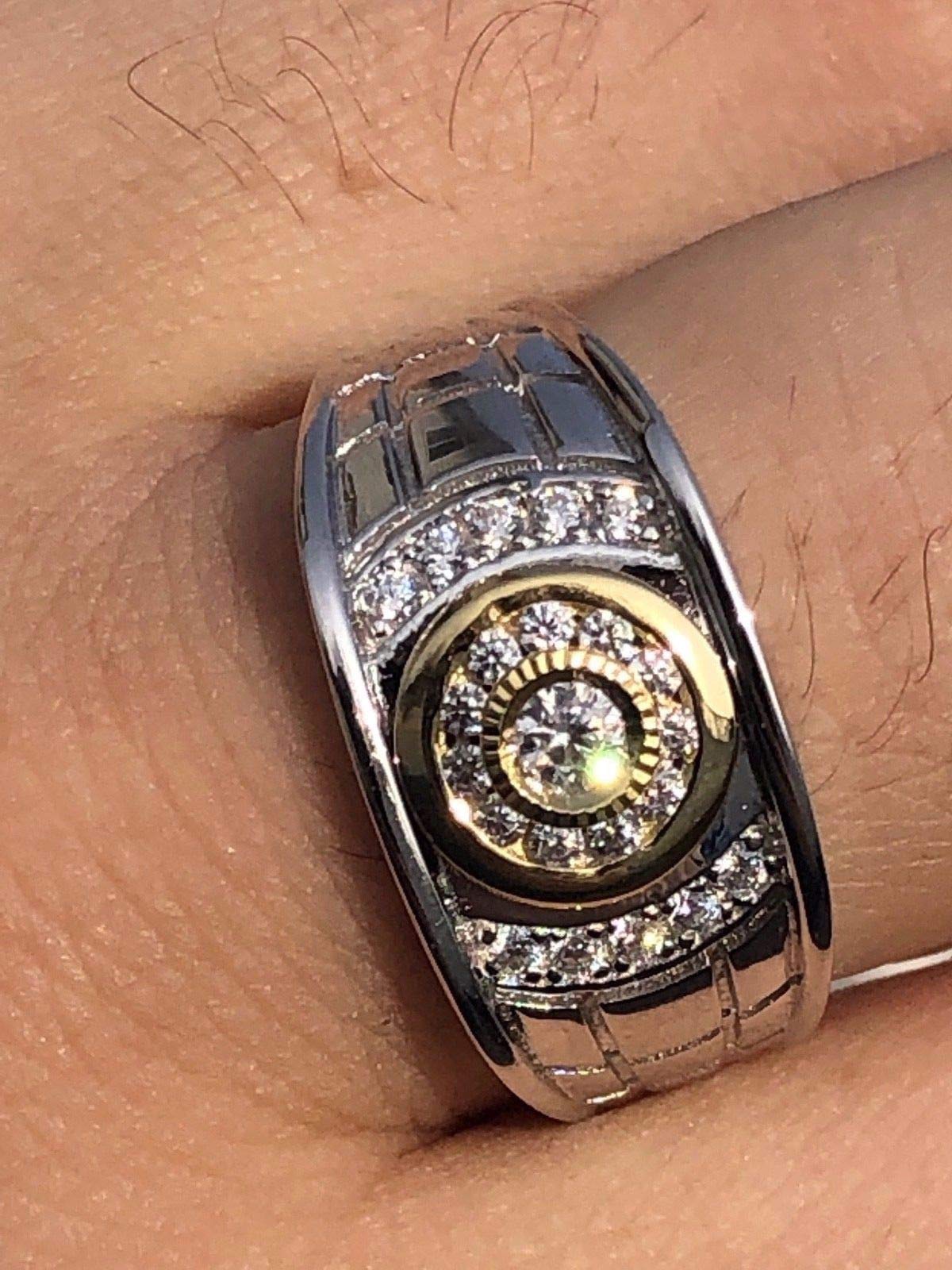 925 Sterling Silver Men's Iced Pinky Ring - Sizes 7-13 - Hip Hop Jewelry for Men - Perfect for Parties, Gifts, and Everyday Wear
