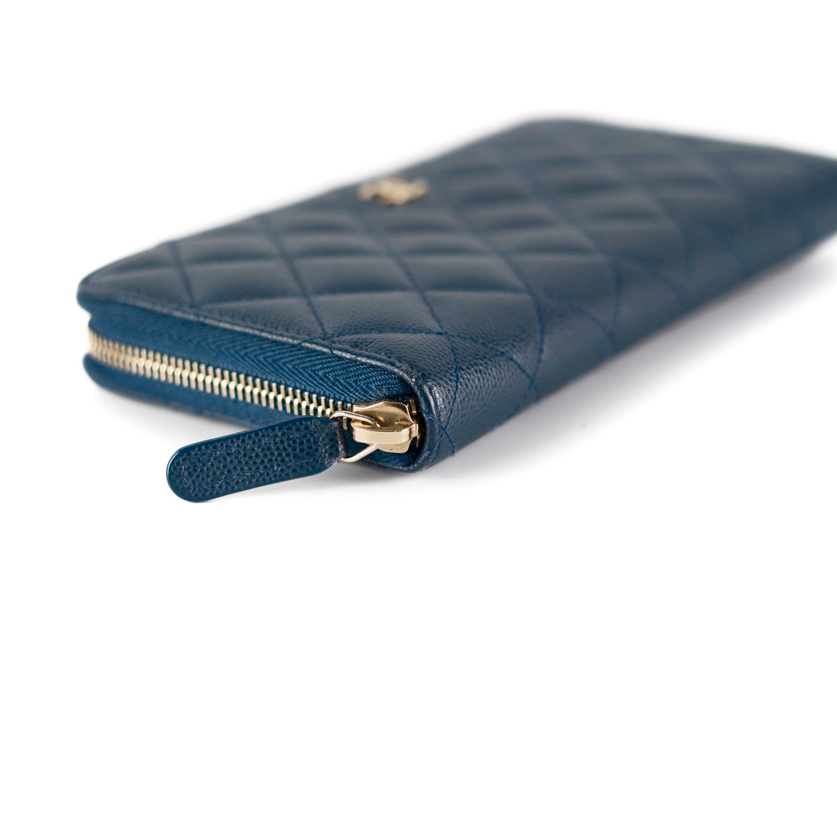 Chanel Caviar Navy Blue Zip Long Wallet for Women - Luxury Leather Wallet for Everyday Use & Travel