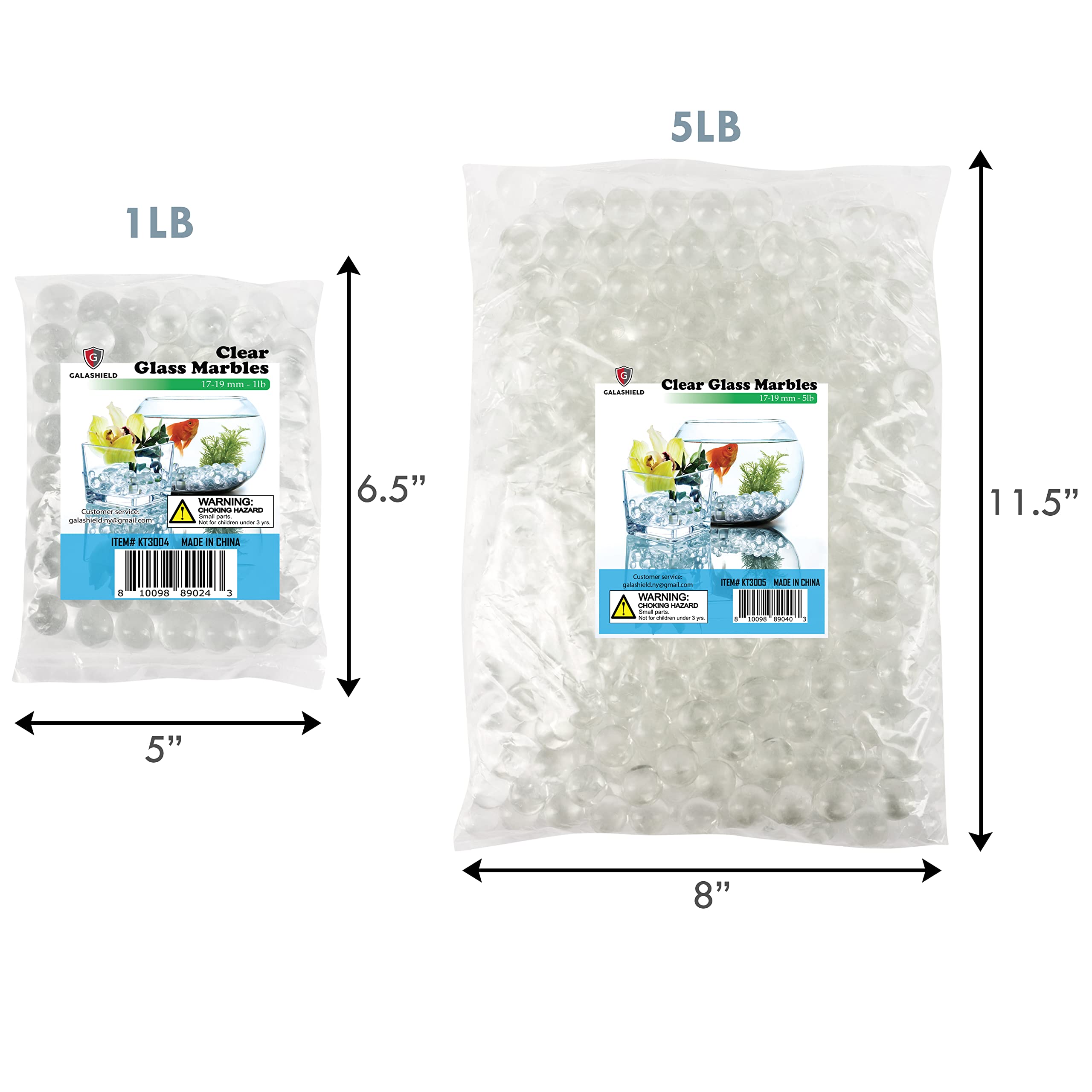 Galashield Clear Glass Marbles for Vases - 1lb Bulk Vase Fillers (80pcs) | Decorative Round Glass Beads for Home Decor, Centerpieces & Floral Arrangements | Perfect for Weddings, Events & DIY Crafts