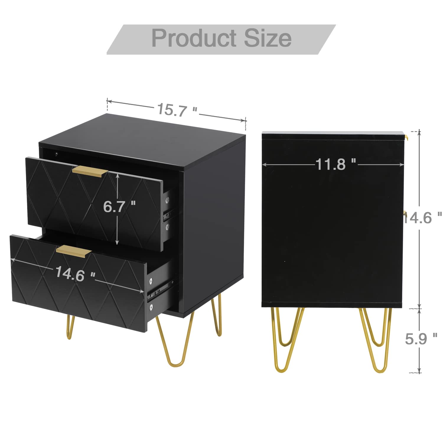 Anbuy 9-Drawer Dresser and Nightstand Set for Bedroom - 3-Piece Furniture Combo with 2 Nightstands & 9-Drawer Chest (Black) - Perfect for Master Bedroom, Guest Room, and Apartment Storage Solutions