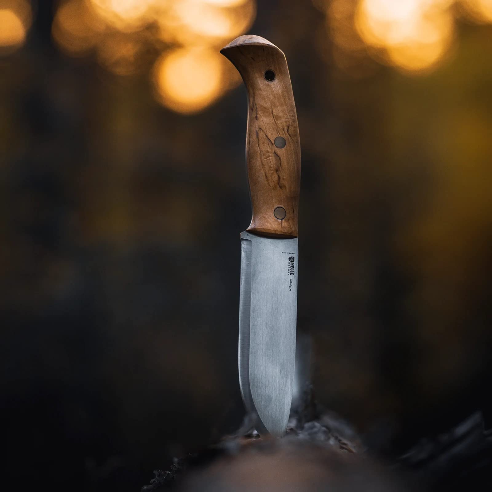 HELLE Knives - Nord Full Tang Fixed Blade Knife with Stainless Steel Blade & Curly Birch Handle - Includes Leather Sheath - Perfect for Camping, Hunting, and Outdoor Adventures