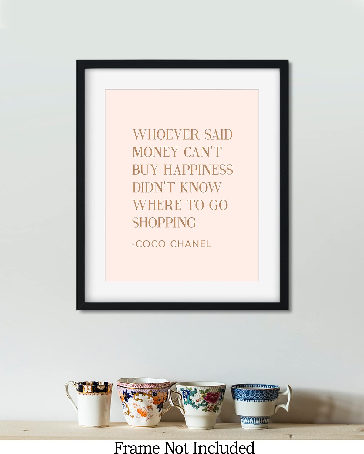 Chic Coco Chanel Shopping Lover Quote Wall Art - Fashion Design Glamour Print for Women, Teens & Girls - 8x10 Unframed Vanity or Closet Decor - Perfect for Bedroom, Dressing Room & Fashion Lover's Space
