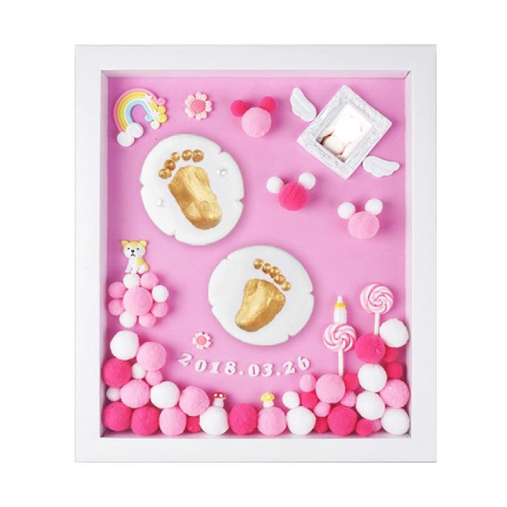 Kedelack IY Newborn Baby Hand & Foot Print Kit - Pink Baby Keepsake Mold Maker Toy for First Birthday, Baby Shower Gift (33x28cm) - Perfect for Creating Cherished Memories & Baby Milestone Gifts