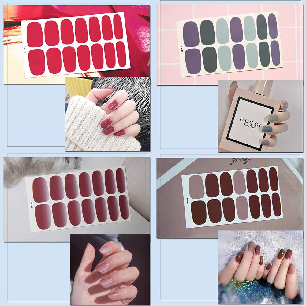 SILPECWEE 14 Sheets Solid Color Nail Polish Strips - Self-Adhesive Nail Wraps for Women, Easy DIY Nail Art Stickers with Nail File - Perfect for Parties, Weddings & Everyday Manicures