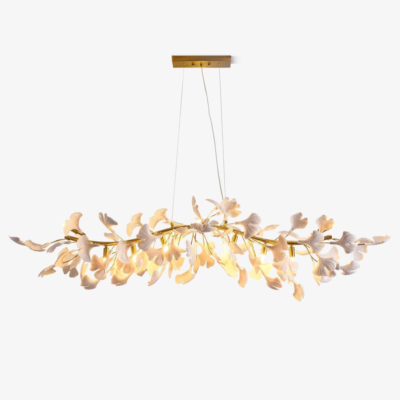 Elegant Ginkgo Leaf Chandelier - Modern Gold Ceiling Light Fixture for Dining Room, Living Room & Bedroom | Perfect for Home Decor, Wedding Venues & Luxury Spaces