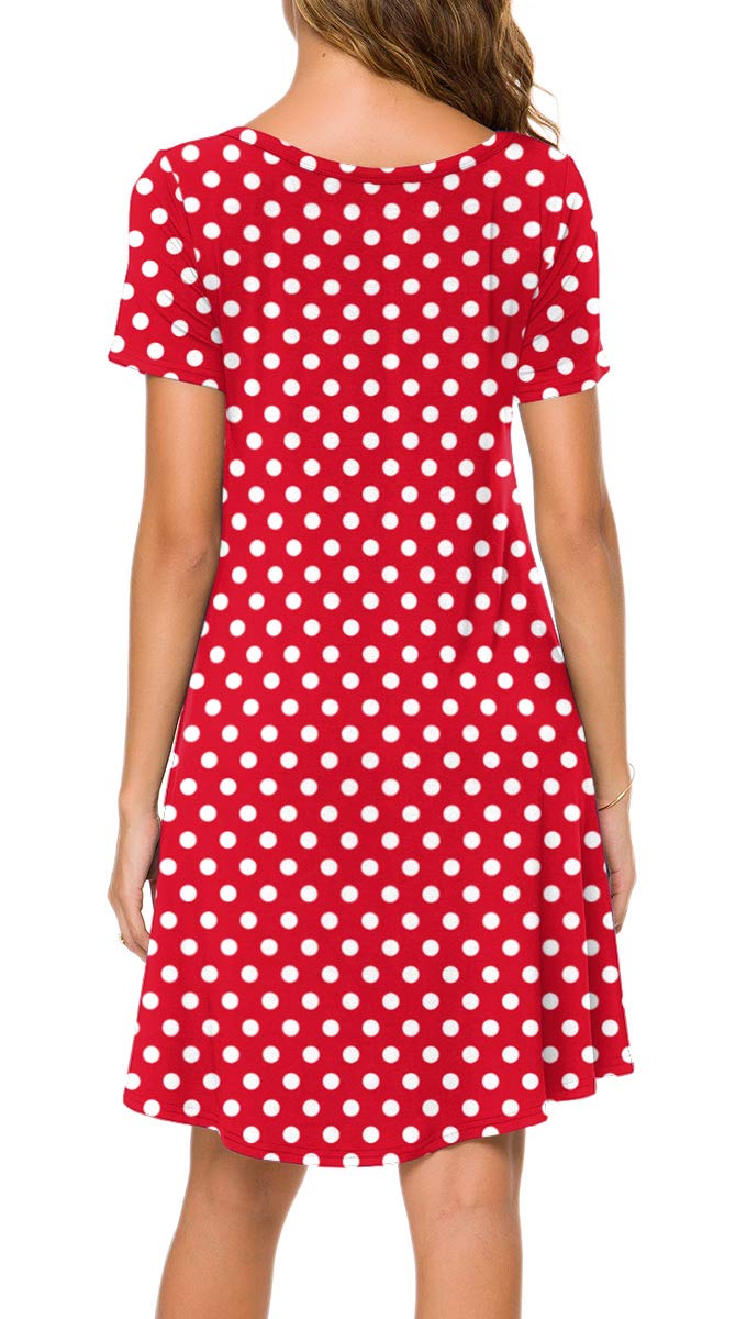 POPYOUNG 2025 Women's Summer Casual T-Shirt Dress - Crew Neck Short Sleeve Flowy Beach Cover Up Sundress for Vacation, Pool Party & Outdoor Activities