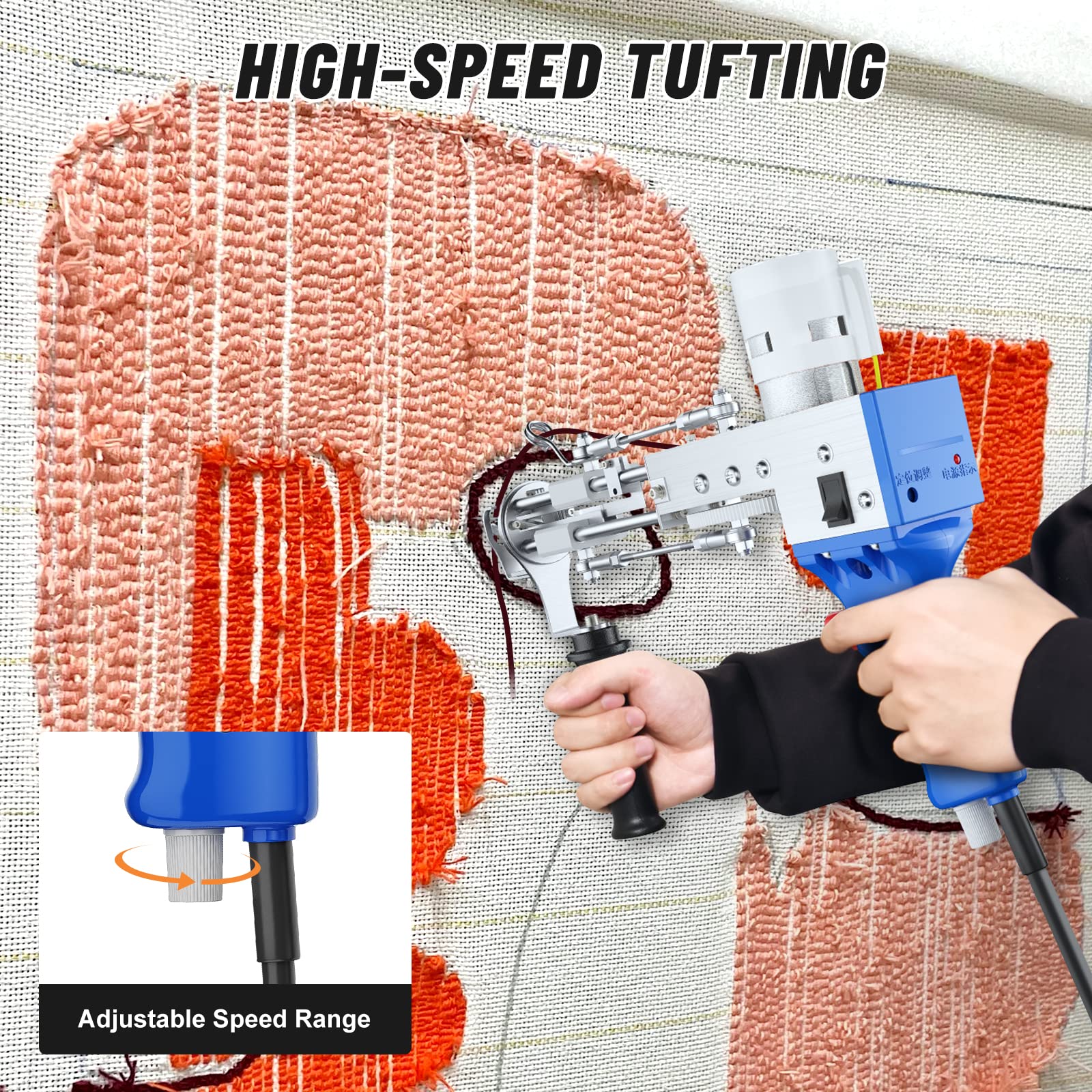HUKOER Electric Carpet Tufting Gun - Professional Carpet Weaving & Flocking Machine for DIY Craft, Industrial Embroidery & Cut Pile Knitting (Cut Pile) - Perfect for Home Decor, Rugs, and Textile Projects