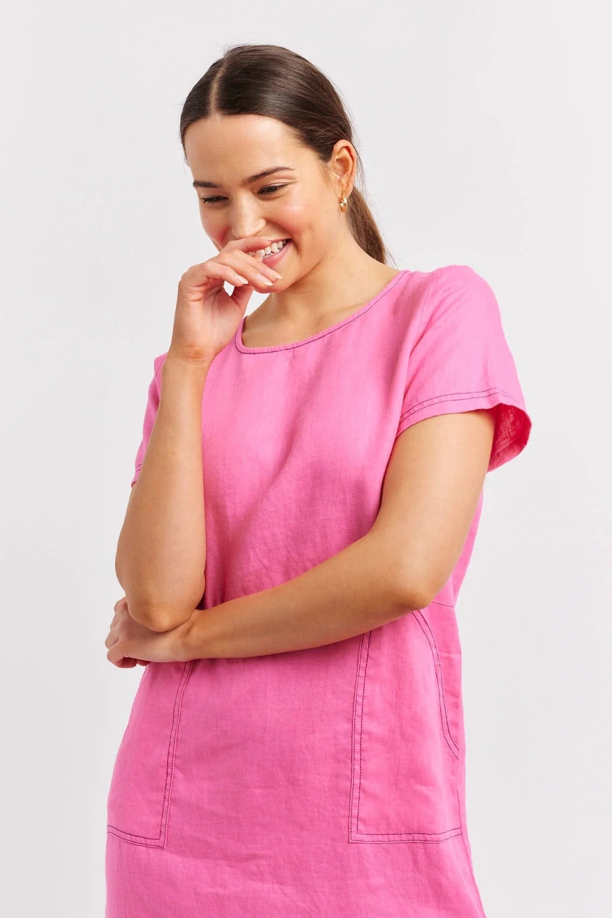 Chiara Linen Dress in Lipstick - Elegant & Comfortable Summer Dress for Women | Perfect for Beach, Vacation & Casual Outings