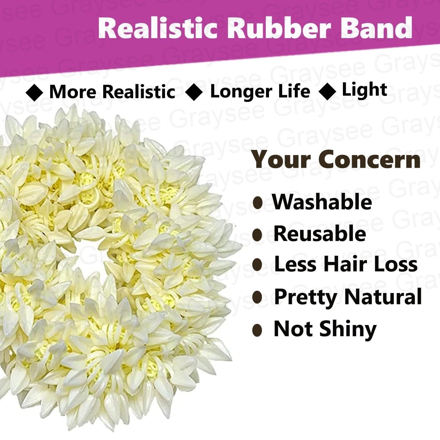 Graysee Scented Mogra Gajra Hair Accessories for Women & Girls - Artificial Hair Flower Bun, Fake Gajra Scrunchies, Rubber Band Hair Braiders (Pack of 2) - Perfect for Weddings, Parties & Traditional Outfits