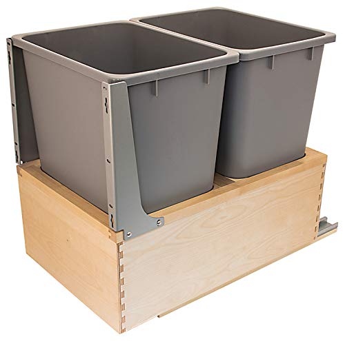 2 x 36 Quart Pull-Out Trash Can System - Soft Close Dovetailed Wood Frame with Grass Elite Undermount Slides for Kitchen Cabinet Organization | Perfect for Waste Management in Small Spaces & Under Sink Storage