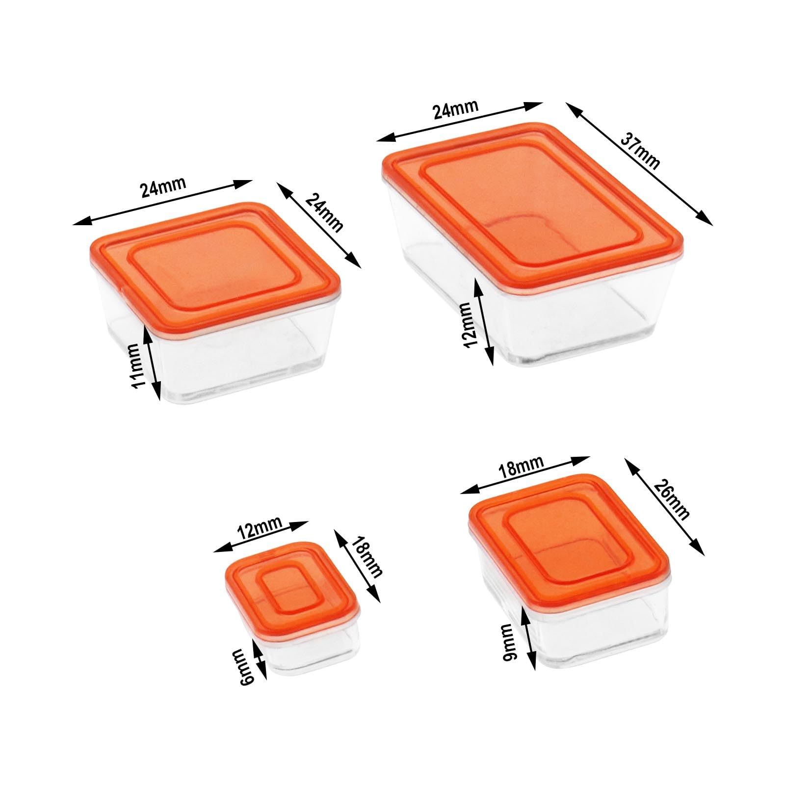 eMagTech 4Pcs Miniature Dollhouse Food Storage Box Set - 1/6 & 1/12 Scale Plastic Bento Box & Fresh Container for DIY Dollhouse Decor - Perfect for Mini Kitchen Scenes & Collectible Display