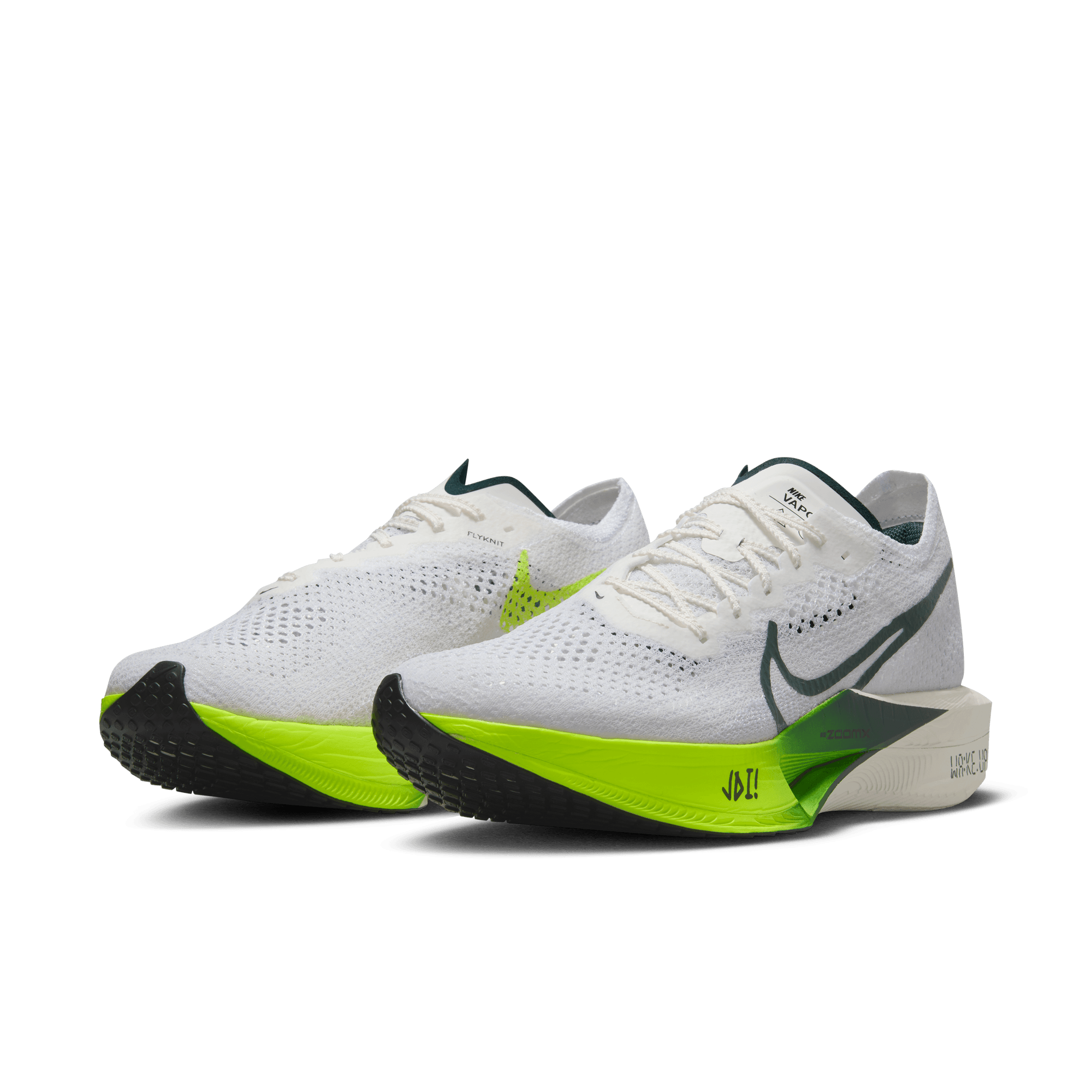 Nike Men's ZoomX Vaporfly 3 Running Shoes - White/Pro Green Volt Sail - Lightweight Racing Sneakers for Marathon & Road Running