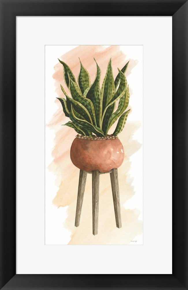 Framed Floral Art Print - Plant Stand Pot of Flowers II by Cindy Jacobs | 15x23 Inches Black Frame Wall Decor | Perfect for Living Room, Bedroom & Office