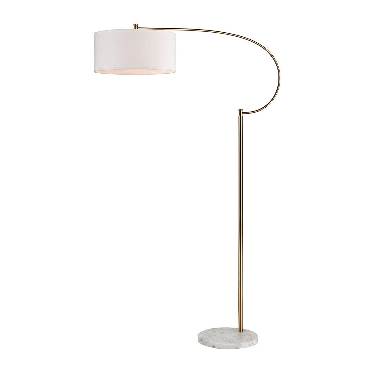 Vintage Aged Brass Floor Lamp with White Marble Base - Modern Living Room Lighting for Home & Office Decor