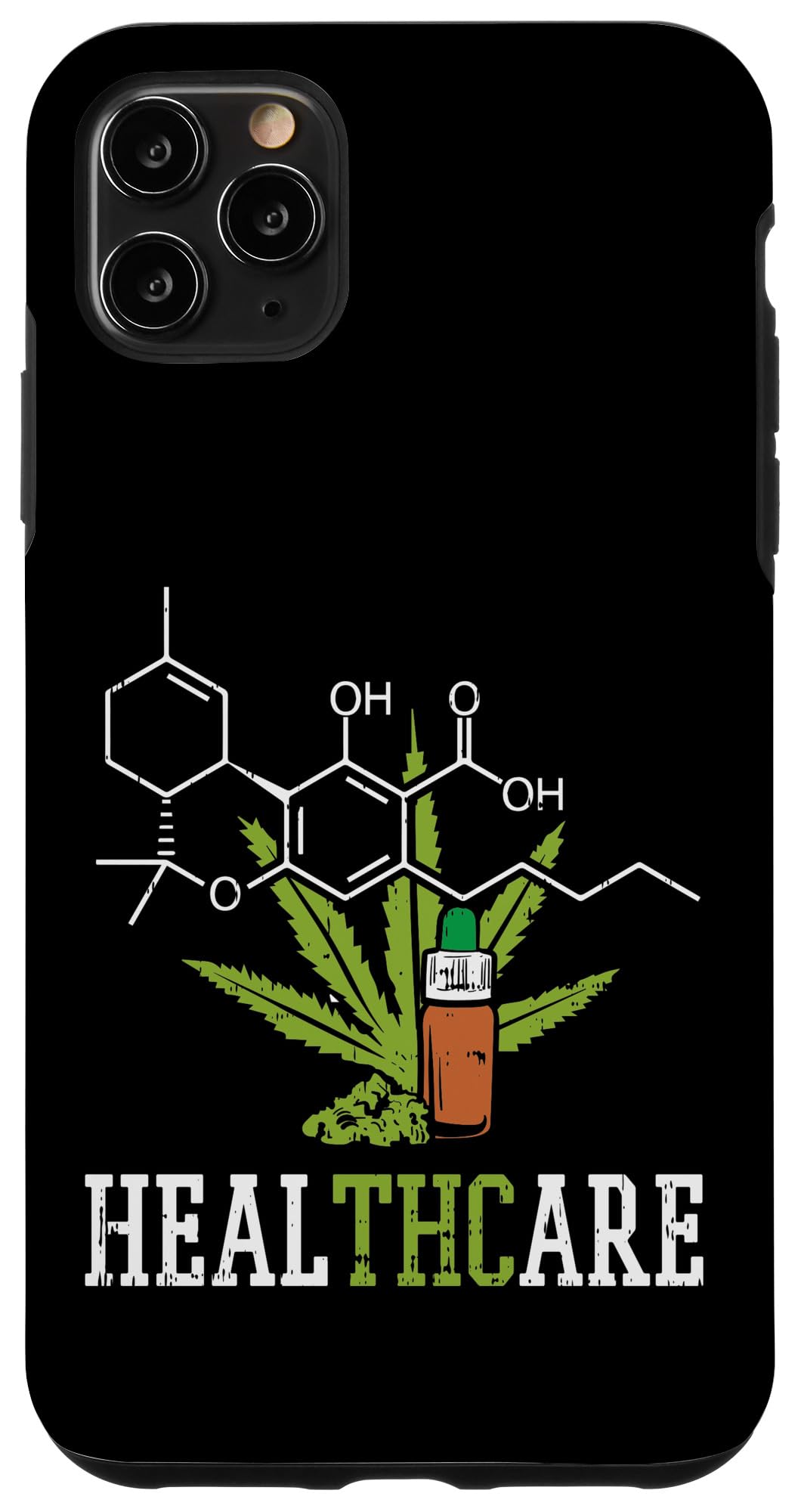 iPhone 11 Pro Max Case - THC Molecule Design, Weed Chemistry Cannabis Themed Protective Cover for Stoners - Perfect for 420 Gifts, Cannabis Enthusiasts & Chemistry Lovers