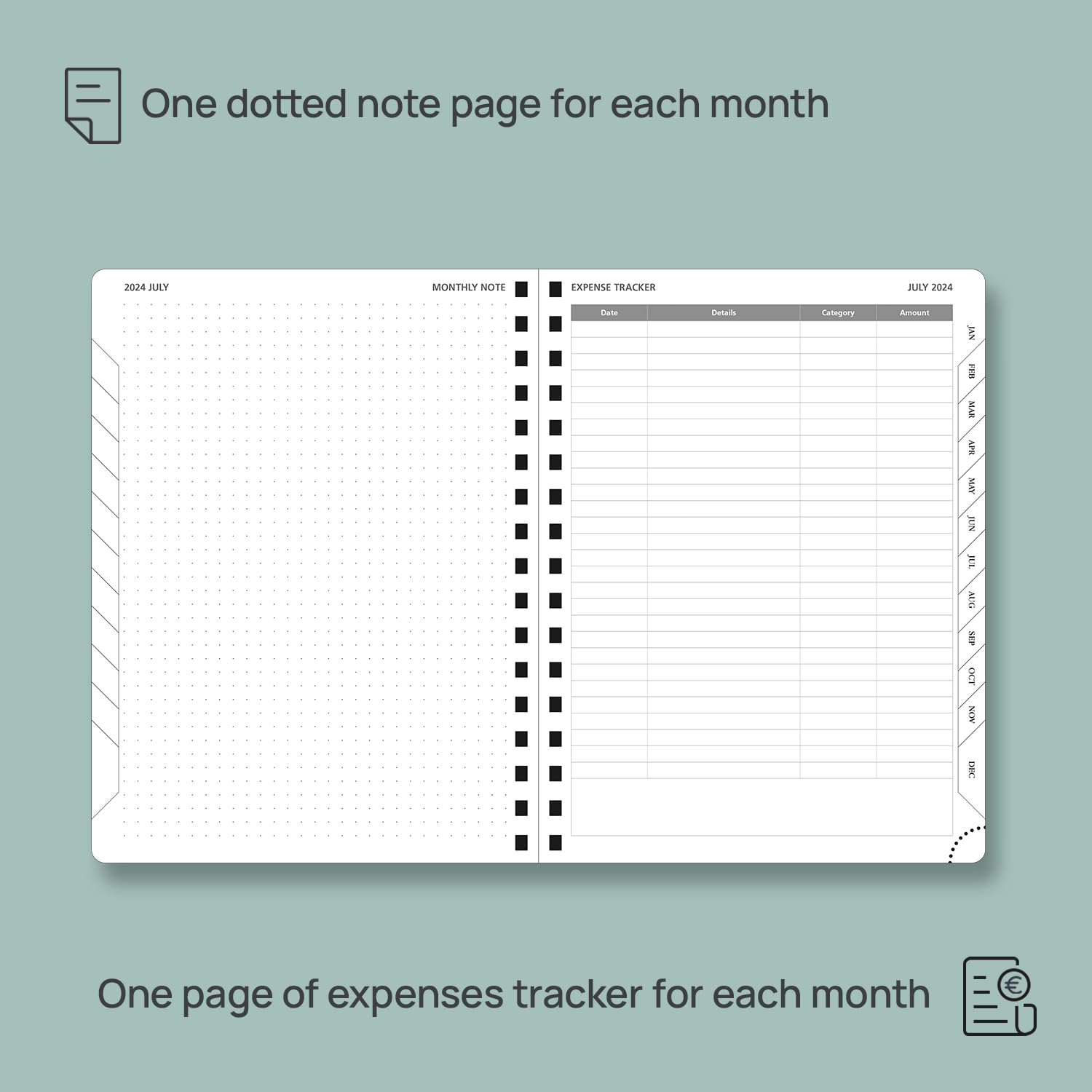 POPRUN 2024-2025 Monthly Planner - 18 Month Spiral Bound Calendar (July 2024 - December 2025) - 6.5