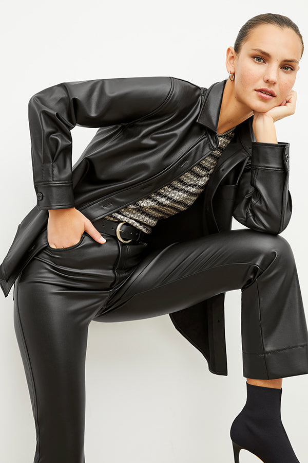 Vegan Leather Archie Pants for Women - High Waisted Faux Leather Leggings, Stretchy & Comfortable - Perfect for Casual Wear, Night Out, and Office Outfits