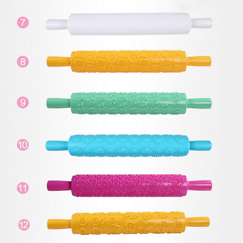 Newooh Embossed Rolling Pin for Cake Decorating - Non-Stick Textured Design for Fondant, Pie Crust, Cookies & Pastry - Perfect for Baking, Icing, Clay & Dough - Ideal for Home Bakers & DIY Craft Projects