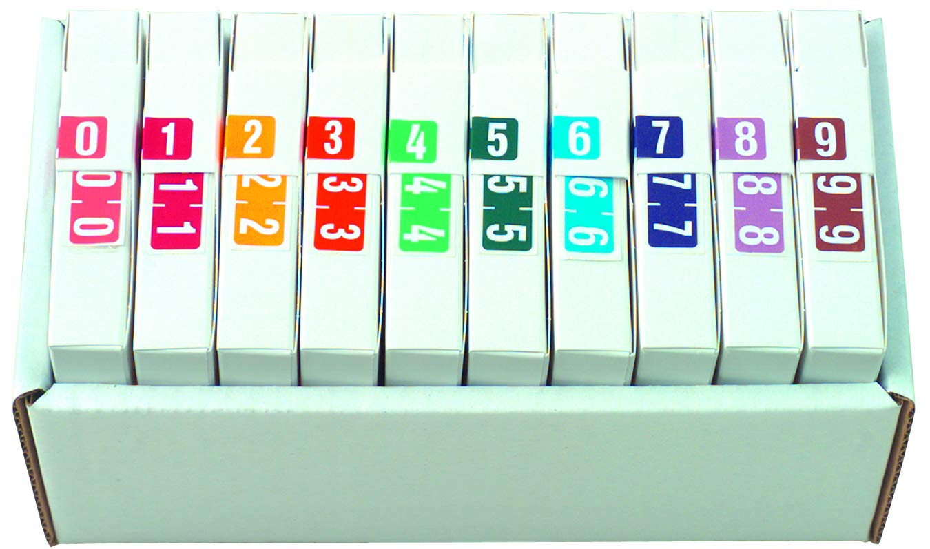 Doctor Stuff - File Folder Labels, Complete Set of Numbers 0-9, TAB Products Fluorescent Match - TBNV Series Chart Stickers, 1/2