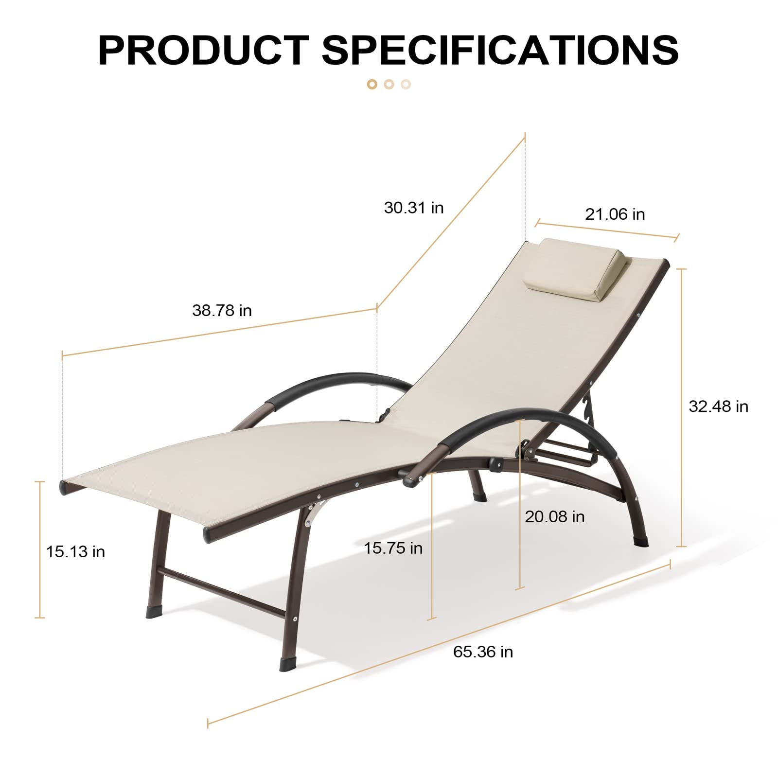 2PCS Aluminum Chaise Lounge Chairs with Side Table - Adjustable 4-Position Recliner for Outdoor Relaxation | Beach, Patio, Pool, Lawn & Yard Furniture | Durable Sunbathing Chairs for Backyard, Garden & Vacation Homes