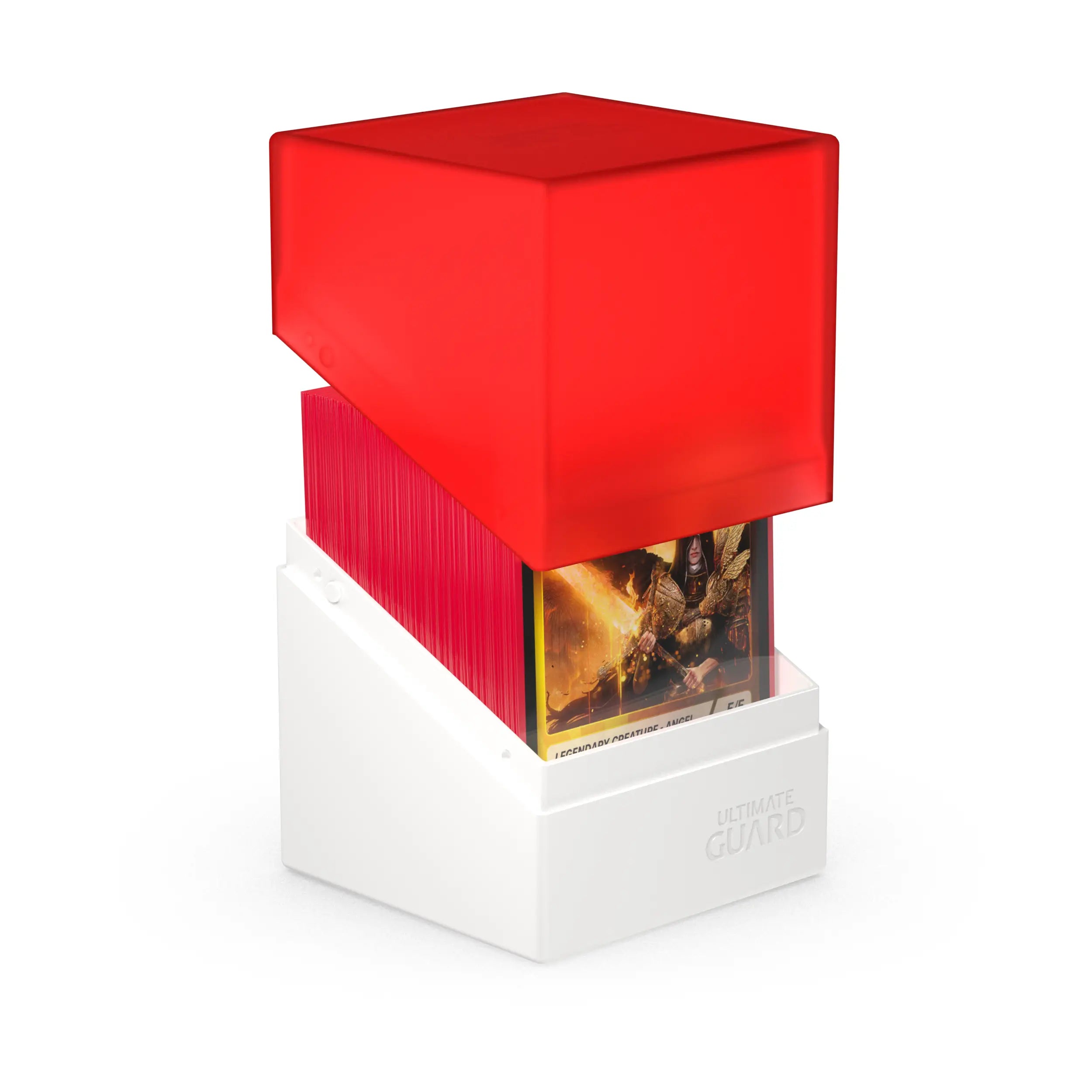 Boulder 100+ Deck Box for Magic: The Gathering Cards - Synergy Red/White - Perfect for Card Storage, Organization, and Travel