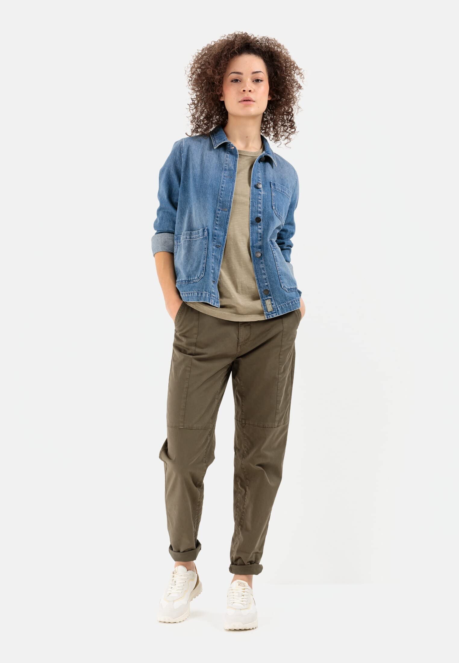 Camel Active Women's Denim Worker Jacket with Shirt Collar - Stylish Casual & Workwear for Everyday Outfits | Perfect for Office, Street Style & Outdoor Activities