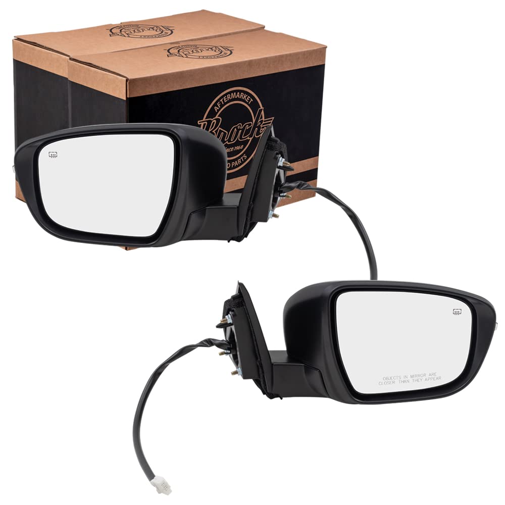 BROCK Pair of Heated Signal Side Power Mirrors Compatible with 2017-2019 Nissan Rogue Sport - Driver & Passenger Set (Part# 96302-6MA1A & 96301-6MA1A) | Enhanced Visibility & Safety for Night Driving and Bad Weather Conditions