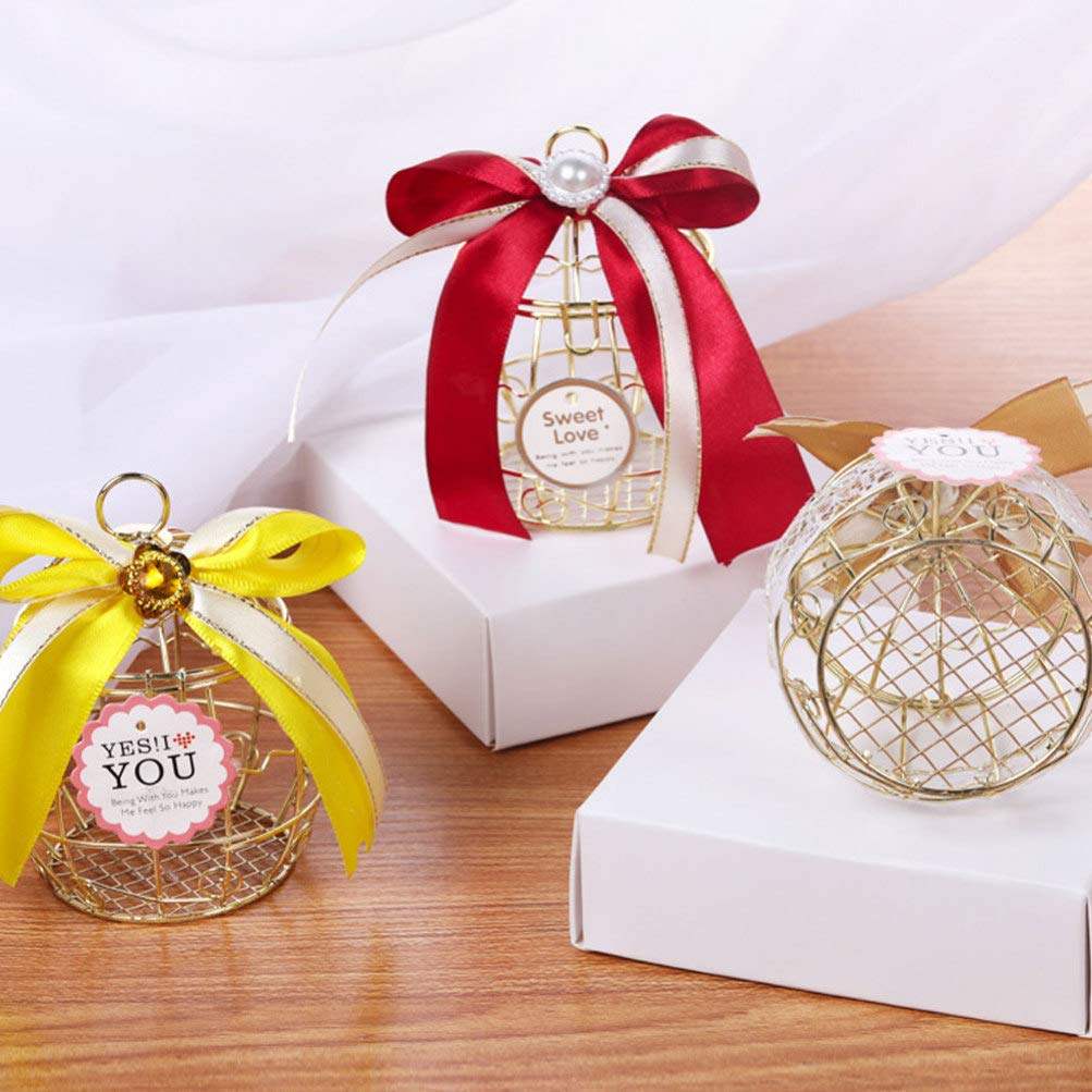 TENDYCOCO 6-Piece Clear Round Bird Cage Candy Box Set - Metal Tinplate Candy Containers for Weddings, Parties, Baby Showers & Favor Gifts - Perfect for Candy Display, Dessert Stands, and Party Decorations