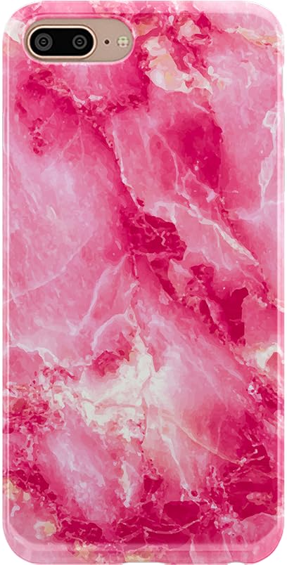 Casely iPhone 6/7/8 Plus Case - Premium Hot Pink Marble Phone Cover | Slim Protective Shockproof Case for Women & Girls | Perfect for Work, School & Everyday Use