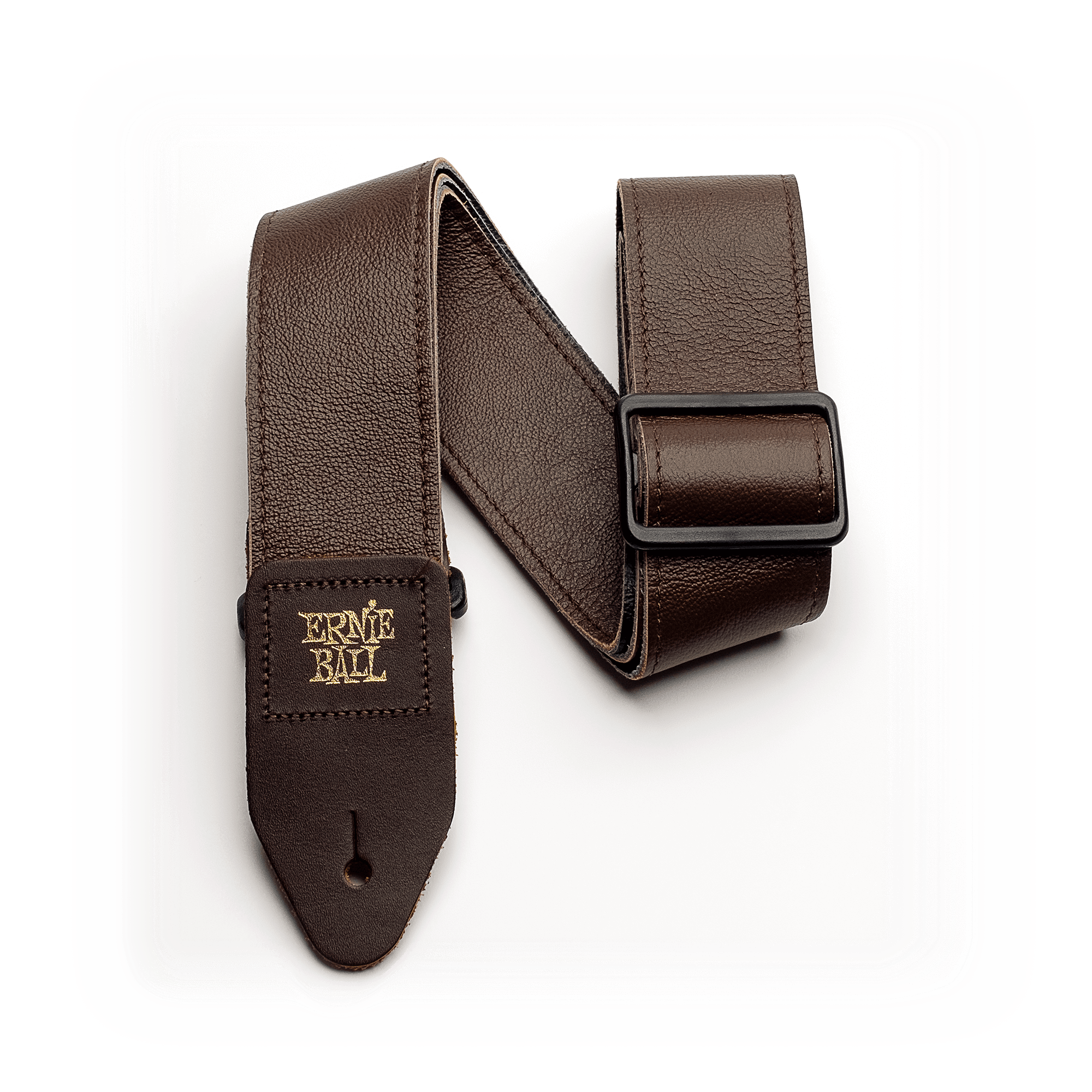 Ernie Ball 2 Tri Glide Italian Leather Guitar Strap - Premium Brown Leather - Comfortable & Durable for Electric, Acoustic & Bass Guitars - Perfect for Live Performances & Studio Sessions