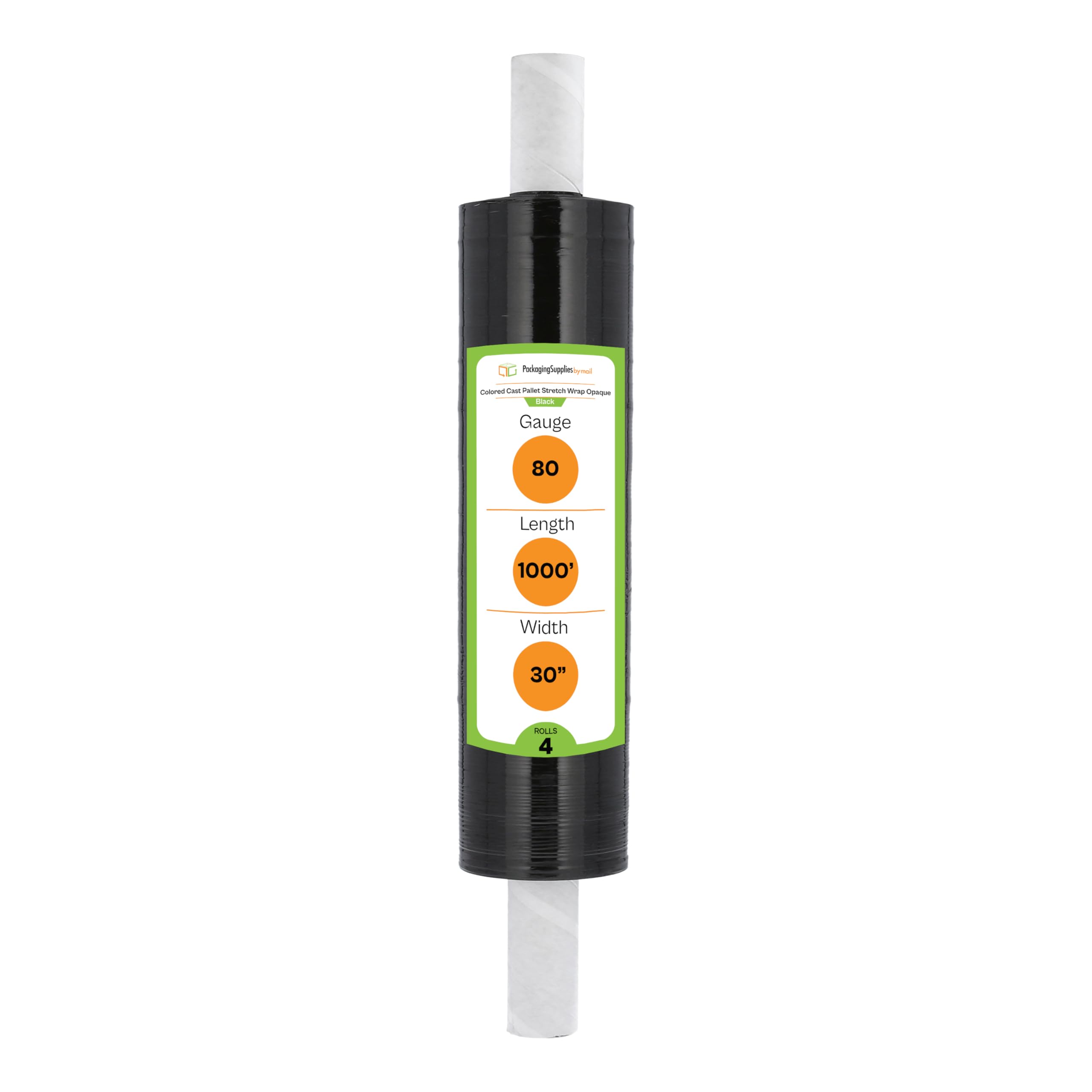 PSBM Black Stretch Wrap with Extended Core Handles - 4 Pack (30