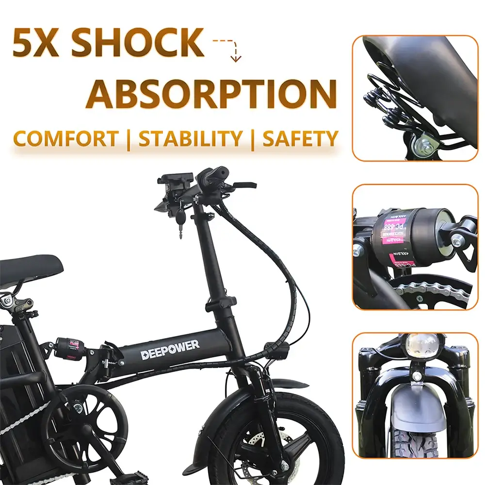 Soundmali 400W Foldable Electric Bike for Adults - 48V Long Range E-Bike with Shock Absorption & Removable Battery | Perfect for Commuting, Off-Road & City Riding