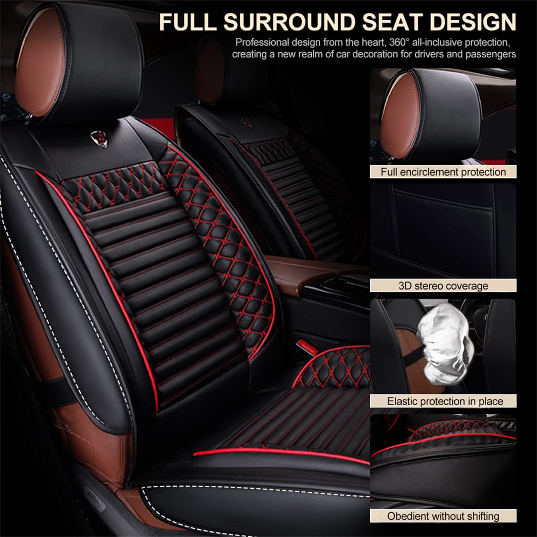 Premium Universal PU Leather Seat Covers & Pillows for BMW X5 - Durable Faux Leatherette Front Row Cushions in Beige | Perfect for Road Trips, Daily Commutes & Car Interior Protection
