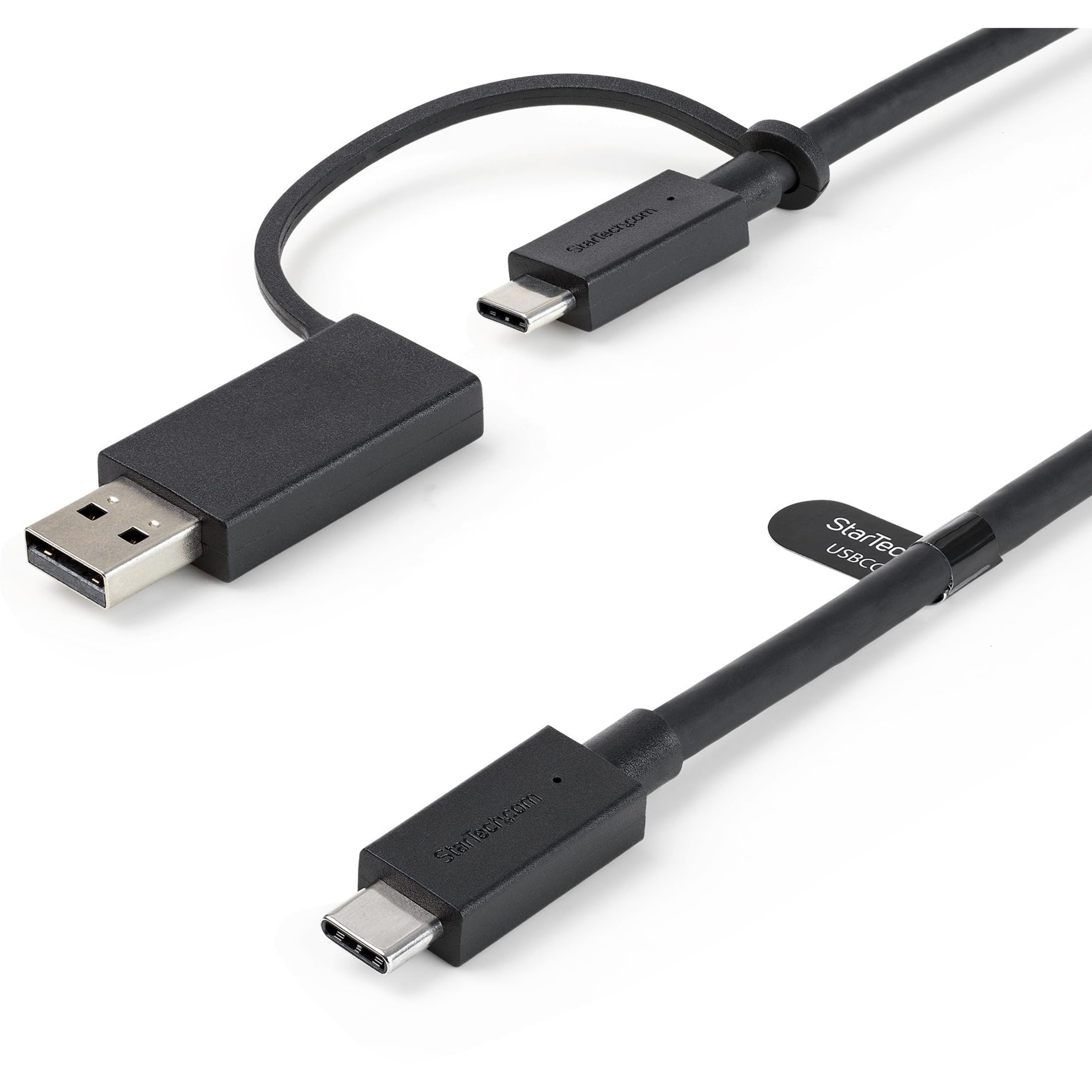 StarTech.com 3ft USB-C to USB-C & USB-A Cable (10Gbps/100W PD) - 2-in-1 Hybrid Charging & Data Sync Cable for Laptops, Phones & Tablets - Perfect for Docking Stations, Travel & Office Use