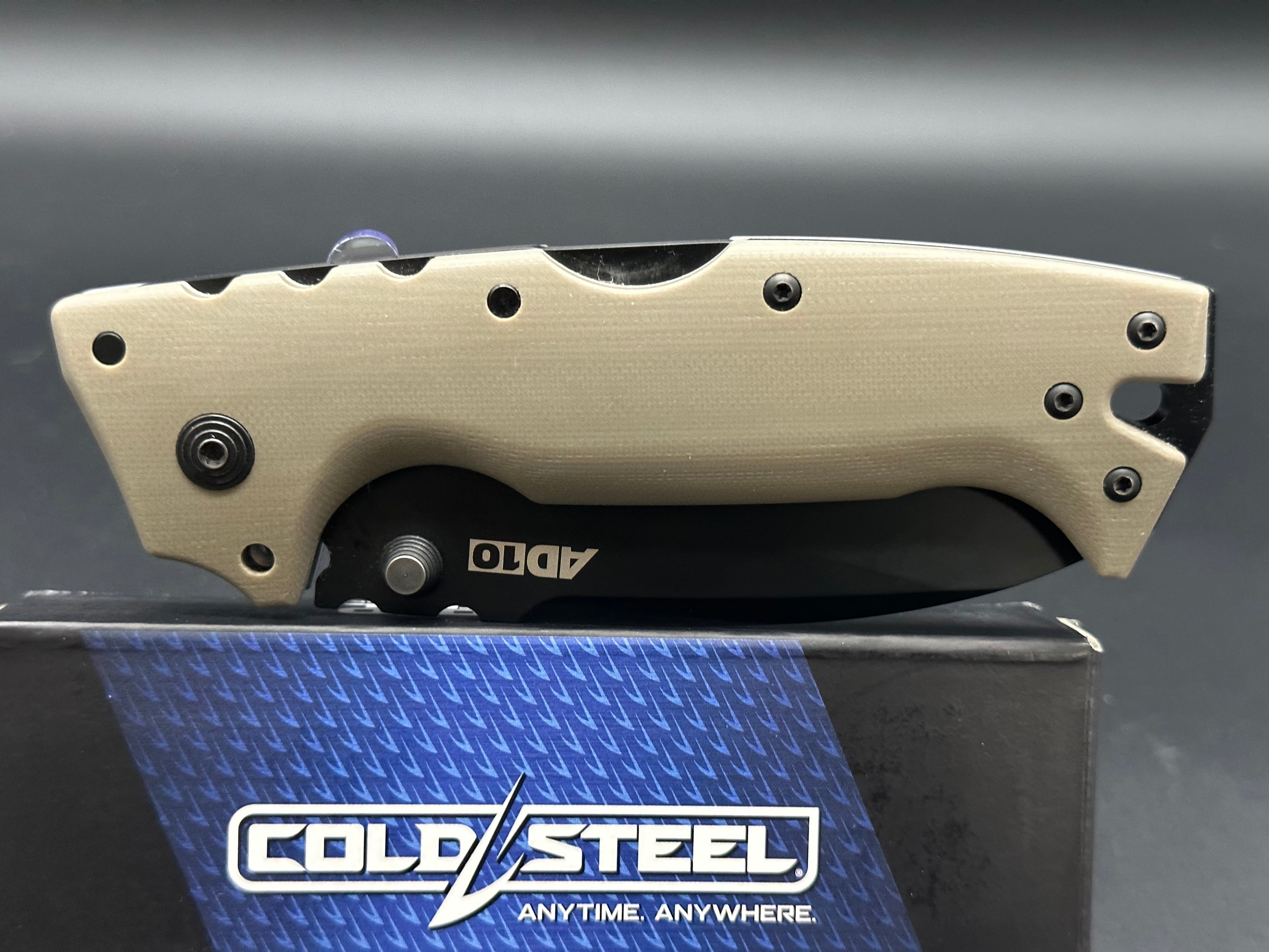 Cold Steel AD10 Tactical Folding Knife - Dark Earth G10 Handle, DLC Coated Blade for Outdoor Survival, Camping & EDC