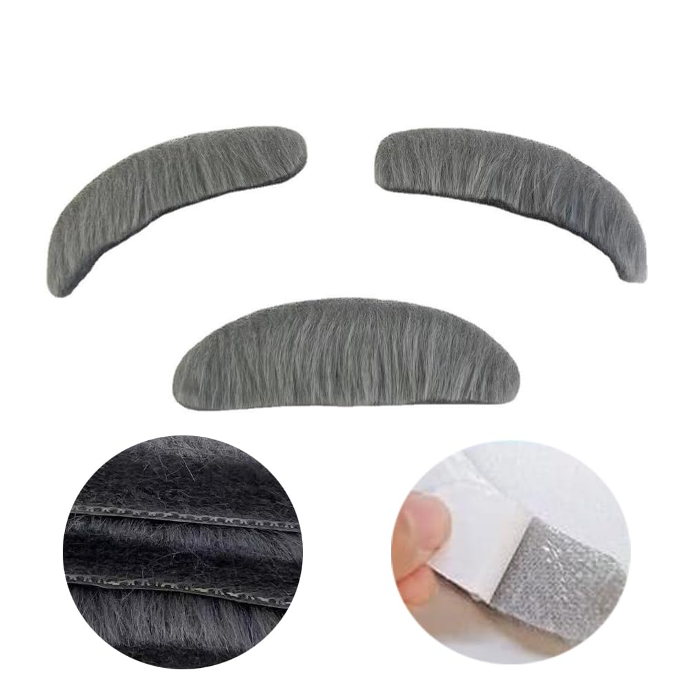 2PCS Gray Old Man Mustache and Eyebrows Set - Realistic Fake Beard & Eyebrows for Costume, Halloween, Cosplay, Themed Parties - Perfect for Disguise, Comedy Skits, and Dress-Up Fun