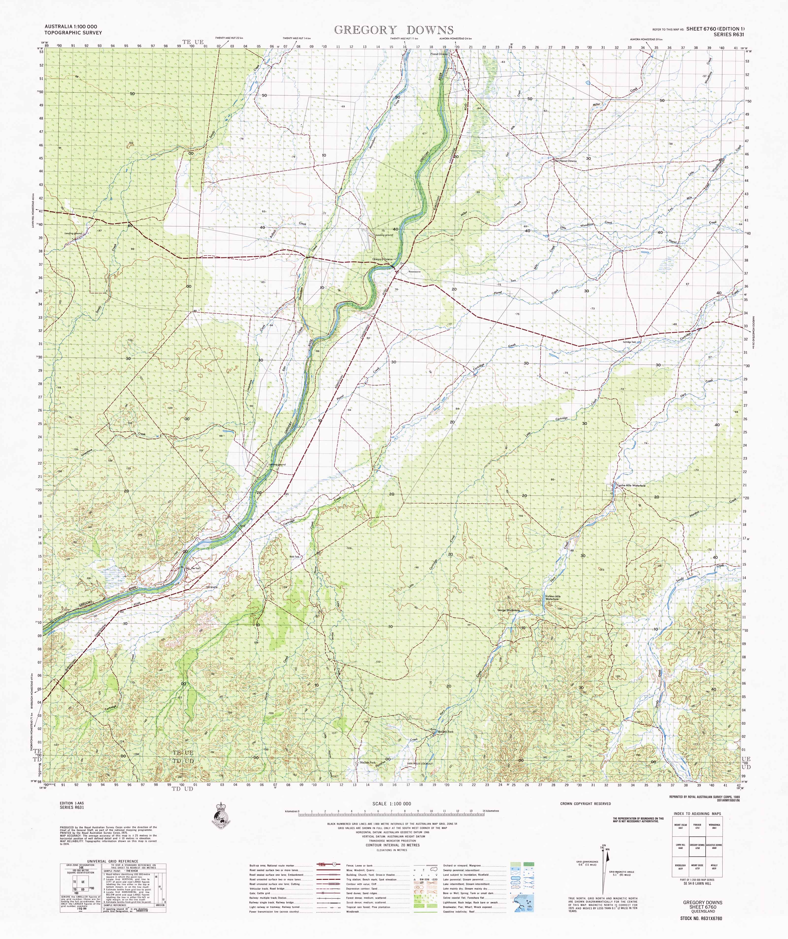 6760 Gregory Downs 1:100,000 Scale Topographic Map - Hiking, Camping & Outdoor Adventure Navigation
