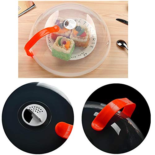 CHICTRY Microwave Splatter Cover with Steam Vents - Transparent Microwave Plate Cover with White Handle - Keeps Food Fresh & Oven Clean - Ideal for Reheating Meals, Popcorn & Leftovers