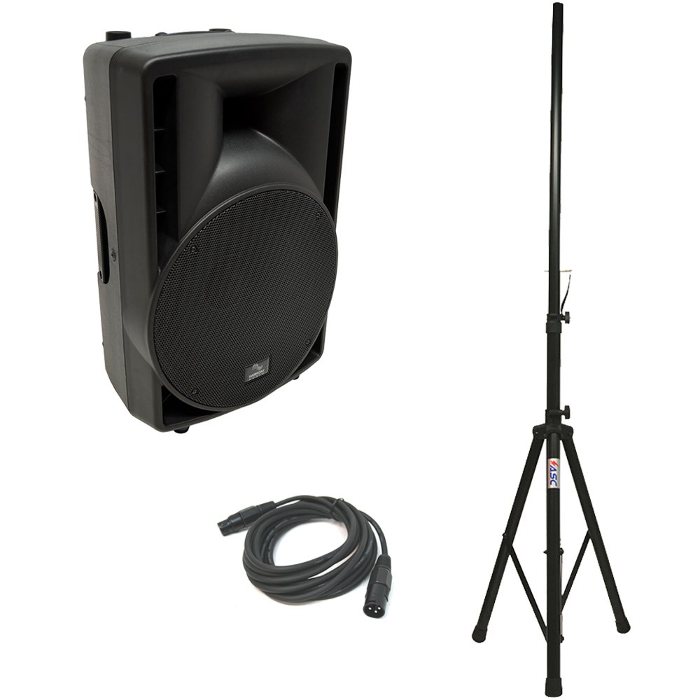 Harmony Audio HA-C12A Pro DJ 12-Inch 800W Powered PA Speaker with XLR Cable & Stand - Perfect for Live Performances, Parties, and Outdoor Events