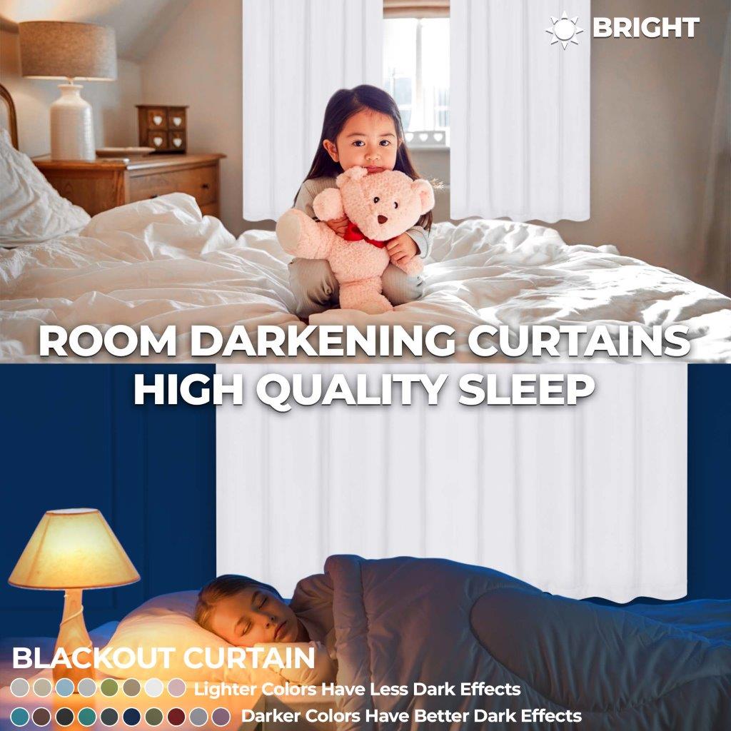 Blackout Curtains Set - Solid Classic Modern Rod Pocket Style for Bedroom & Living Room - Light Blocking & Noise Reducing Window Treatments